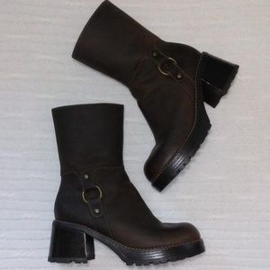 VTG 90s Skechers Brown Leather Chunky Heel Boots
